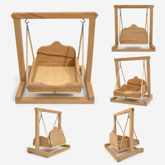 Wooden Deity Jhula for Laddu Gopal, Bal Gopal, Krishna Ji & all Idols | Handcrafted Pooja Swing for Home Temple, Mandir Décor & Festivals