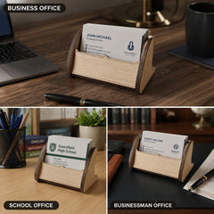 Business Card Stand for Office Desk | Wooden Card Organizer | Visiting Card Display Stand