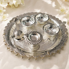 German silver puja thali set.