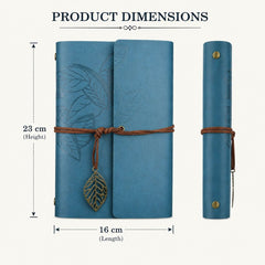 Premium Leather Diary Journal for Writing, Sketching & Travel | Flexible Cover with Antique Leaf Charm