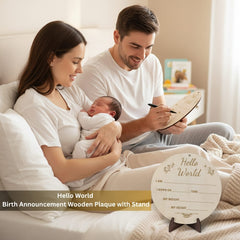 Photo Posing Props Newborn Baby Birth Details Milestone Plaque, Hello World Baby Announcement Board