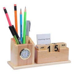 Desk Organizer with Clock, Pen Holder & Calendar