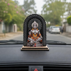 Lord Hanuman 3D Embossed MDF Wood Idol for Car Dashboard, Home Mandir, and Office Desk - Small Bajrangbali Murti for Temple & Pooja Room - Spiritual Religious Gift & Decorative Figurine