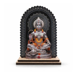 Lord Hanuman 3D Embossed MDF Wood Idol for Car Dashboard, Home Mandir, and Office Desk - Small Bajrangbali Murti for Temple & Pooja Room - Spiritual Religious Gift & Decorative Figurine