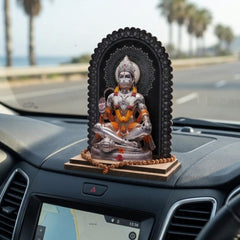 Lord Hanuman 3D Embossed MDF Wood Idol for Car Dashboard, Home Mandir, and Office Desk - Small Bajrangbali Murti for Temple & Pooja Room - Spiritual Religious Gift & Decorative Figurine