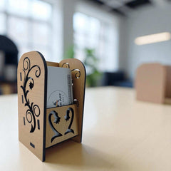 Designer Business Card Stand for Office Table | Laser Cut Decorative Card Organizer