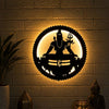 Wooden Shiva Wall Lamp with LED Light – Wall Decor for Living Room, Bedroom, Meditation Room – Spiritual Adiyogi Design Sconce, Ambient Lighting for Home, Yoga, and Meditation Spaces