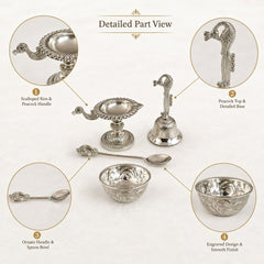 German silver puja thali set.