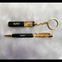 Personalized Pen & Keychain Gifts with Name Engraving | Pen for Gifting | Gift Set for Men & Women, Corporate Gift Set, Rakhi Special with 3 stylish Rakhi Free