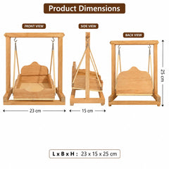 Wooden Deity Jhula for Laddu Gopal, Bal Gopal, Krishna Ji & all Idols | Handcrafted Pooja Swing for Home Temple, Mandir Décor & Festivals