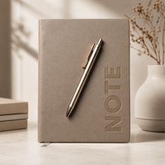 A5 Leather Diary Notebook with Metal Pen – Brown Executive Journal