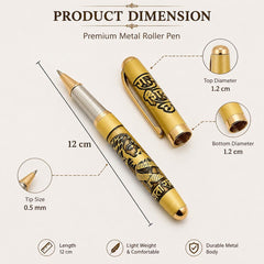 Shivaji Maharaj Engraved On Golden Metal Body Ballpoint Pen With Arrow Design Clip & Blue Refill