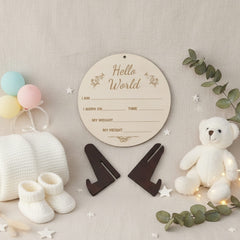 Photo Posing Props Newborn Baby Birth Details Milestone Plaque, Hello World Baby Announcement Board