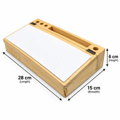 Pine wood multipurpose desk organizer with white board.