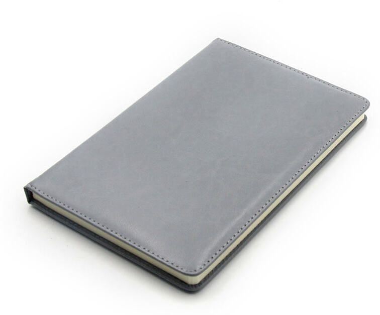Premium Personalized A5 Hardbound Diary Notebook – Grey Leather Cover Journal, Ruled Pages