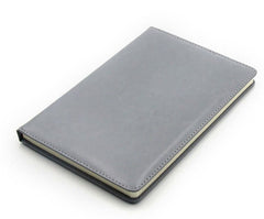 Premium Personalized A5 Hardbound Diary Notebook – Grey Leather Cover Journal, Ruled Pages