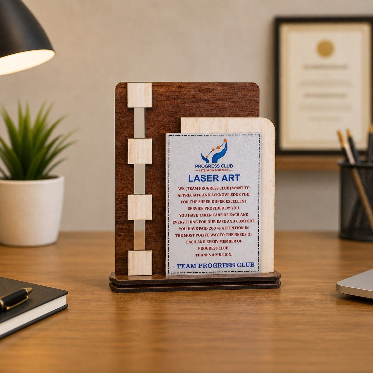 wooden trophy