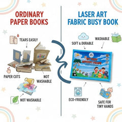 Laser Art My First Activity Book for Kids Age 2+ | Busy Book with 8 Learning Activities | Fabric, Washable & Safe| Educational Learning Toy with Shapes, Numbers, Alphabet | Early Learning Toy for Toddlers