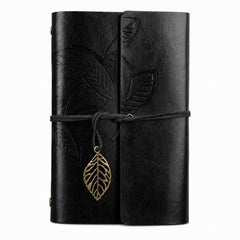 Handmade PU Leather Journal Notebook with Antique Leaf Metal Closure, Refillable Vintage Writing Diary, Waterproof & Dust Resistant Cover, Removable Pages for Travel, Office, Sketching & Gift