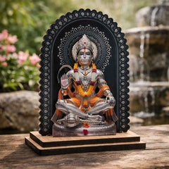 Lord Hanuman 3D Embossed MDF Wood Idol for Car Dashboard, Home Mandir, and Office Desk - Small Bajrangbali Murti for Temple & Pooja Room - Spiritual Religious Gift & Decorative Figurine
