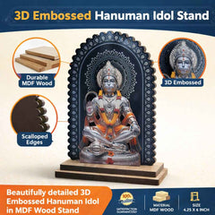 Lord Hanuman 3D Embossed MDF Wood Idol for Car Dashboard, Home Mandir, and Office Desk - Small Bajrangbali Murti for Temple & Pooja Room - Spiritual Religious Gift & Decorative Figurine