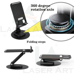 Mobile Stand for Table 360 Degree Rotatable Adjustable Foldable Mobile Holder | Desk Phone Stand for Online Class & Office Use