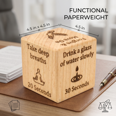 Motivational Wooden Paperweight Cube with Inspirational Quotes