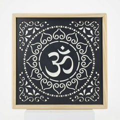 OM Wall Hanging Lighting Frame | Pine Wood Decorative Wall Hanging | Illuminated Aum Symbol Wooden Art for Home Temple, Living Room & Gift Purpose