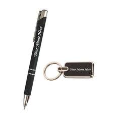 Personalized Black Pen & Keychain Gifts with Name Engraving | Pen for Gifting | Gift Set for Men & Women, Corporate Gift Set