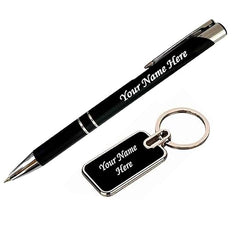 Personalized Black Pen & Keychain Gifts with Name Engraving | Pen for Gifting | Gift Set for Men & Women, Corporate Gift Set