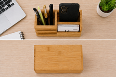 Wooden Mobile Stand with Pen Holder Desk Organizer