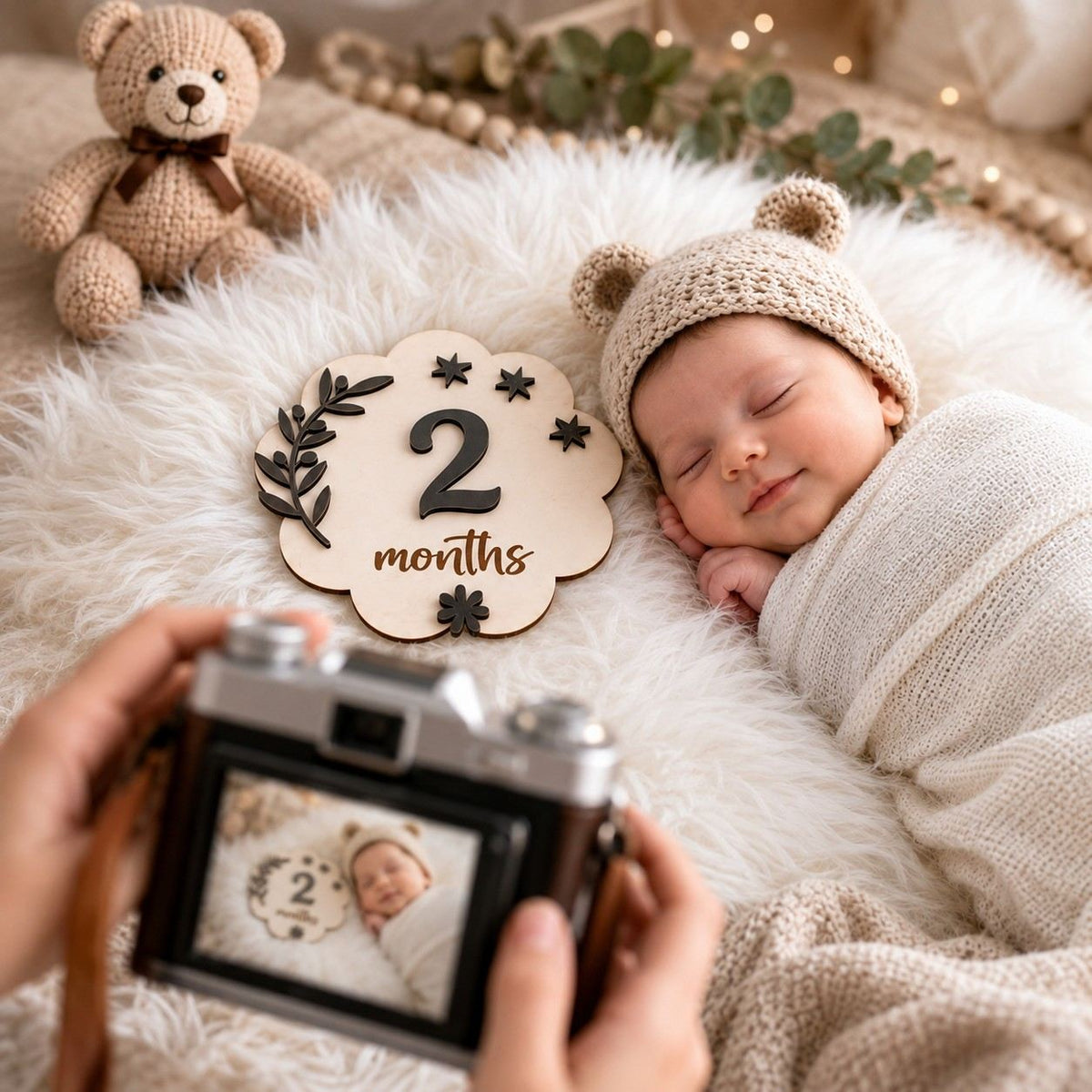 Photo Posing Props Wooden Baby Monthly Milestone Board