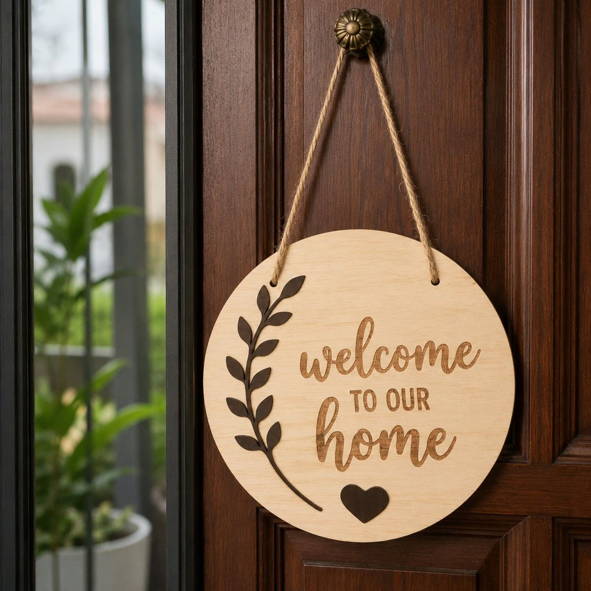 Welcome home round frame.