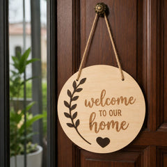 Welcome home round frame.
