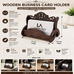 Wooden Visiting Card Holder Stand | Office Desk Business Card Stand