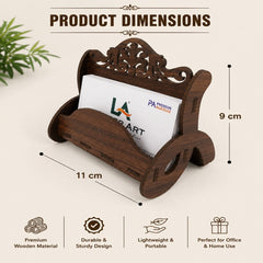 Wooden Visiting Card Holder Stand | Office Desk Business Card Stand