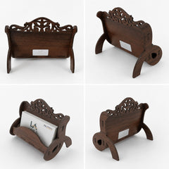 Wooden Visiting Card Holder Stand | Office Desk Business Card Stand