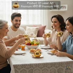 Luxury Gold-Plated Stainless Steel Tea Cup and Saucer - Elegant Drinkware Combo Idol for Home & Gifting for Every Occasion