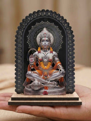 Lord Hanuman 3D Embossed MDF Wood Idol for Car Dashboard, Home Mandir, and Office Desk - Small Bajrangbali Murti for Temple & Pooja Room - Spiritual Religious Gift & Decorative Figurine